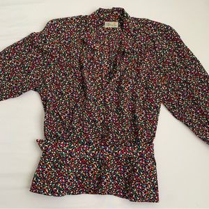 LIZ CLAIBORNE Vintage Colorful Confetti Like Print